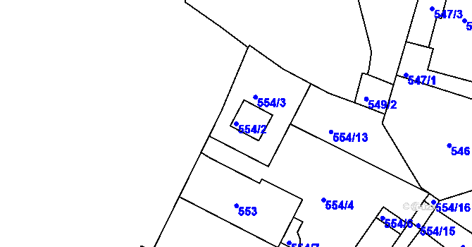 Parcela st. 554/2 v KÚ Teplice, Katastrální mapa