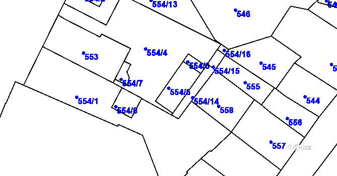 Parcela st. 554/5 v KÚ Teplice, Katastrální mapa