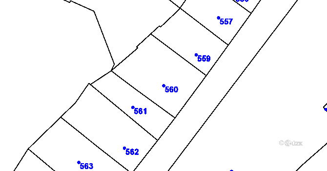 Parcela st. 560 v KÚ Teplice, Katastrální mapa