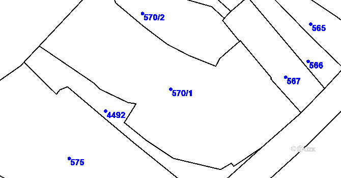 Parcela st. 570/1 v KÚ Teplice, Katastrální mapa