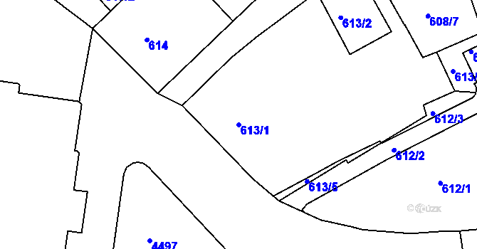 Parcela st. 613/1 v KÚ Teplice, Katastrální mapa