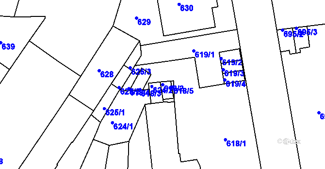 Parcela st. 618/2 v KÚ Teplice, Katastrální mapa