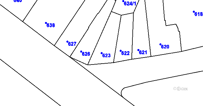 Parcela st. 623 v KÚ Teplice, Katastrální mapa