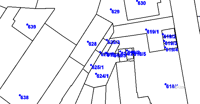 Parcela st. 625/2 v KÚ Teplice, Katastrální mapa