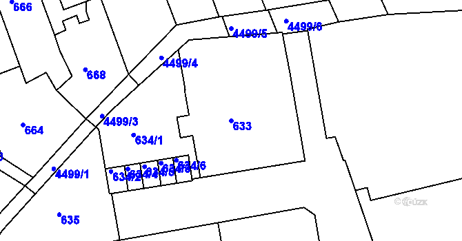 Parcela st. 633 v KÚ Teplice, Katastrální mapa