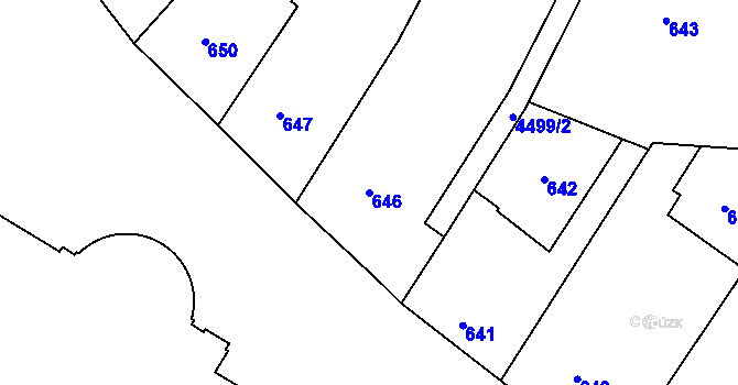 Parcela st. 646 v KÚ Teplice, Katastrální mapa