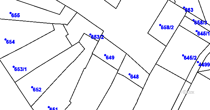 Parcela st. 649 v KÚ Teplice, Katastrální mapa