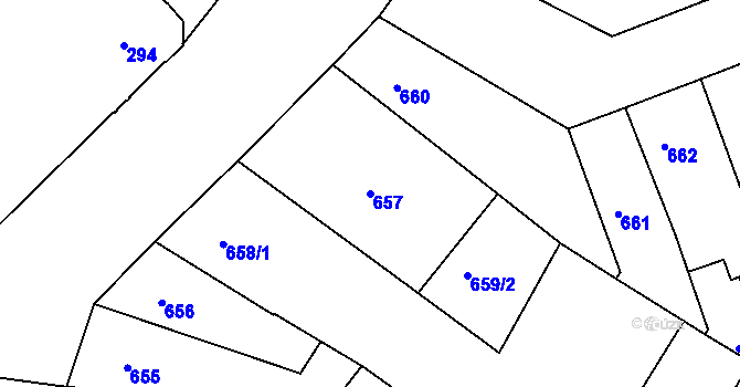 Parcela st. 657 v KÚ Teplice, Katastrální mapa