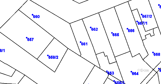 Parcela st. 661 v KÚ Teplice, Katastrální mapa