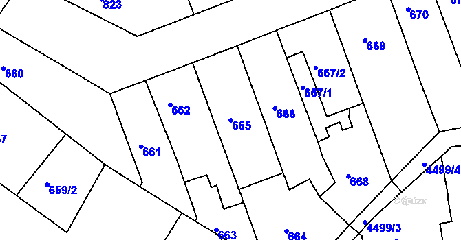 Parcela st. 665 v KÚ Teplice, Katastrální mapa