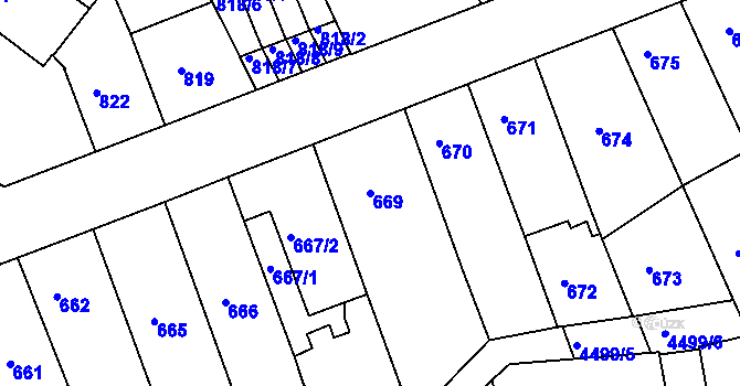 Parcela st. 669 v KÚ Teplice, Katastrální mapa