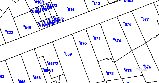 Parcela st. 670 v KÚ Teplice, Katastrální mapa