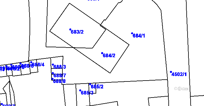 Parcela st. 684/2 v KÚ Teplice, Katastrální mapa