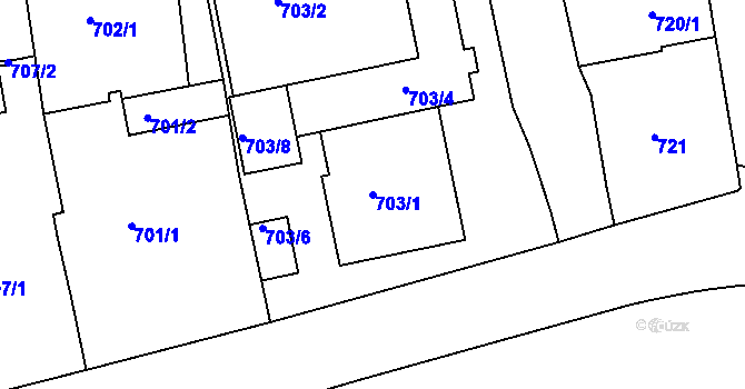 Parcela st. 703/1 v KÚ Teplice, Katastrální mapa