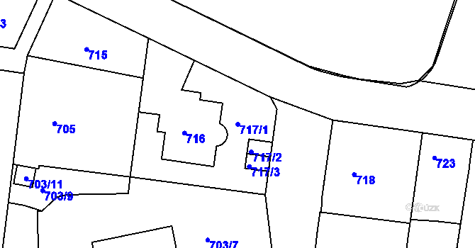 Parcela st. 717/1 v KÚ Teplice, Katastrální mapa