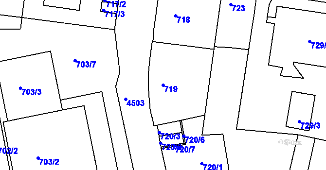Parcela st. 719 v KÚ Teplice, Katastrální mapa