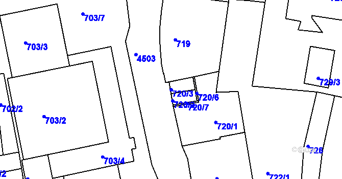 Parcela st. 720/3 v KÚ Teplice, Katastrální mapa