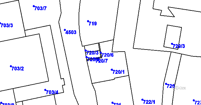 Parcela st. 720/6 v KÚ Teplice, Katastrální mapa