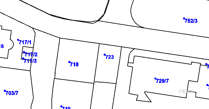 Parcela st. 723 v KÚ Teplice, Katastrální mapa