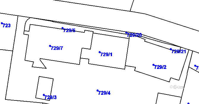 Parcela st. 729/1 v KÚ Teplice, Katastrální mapa