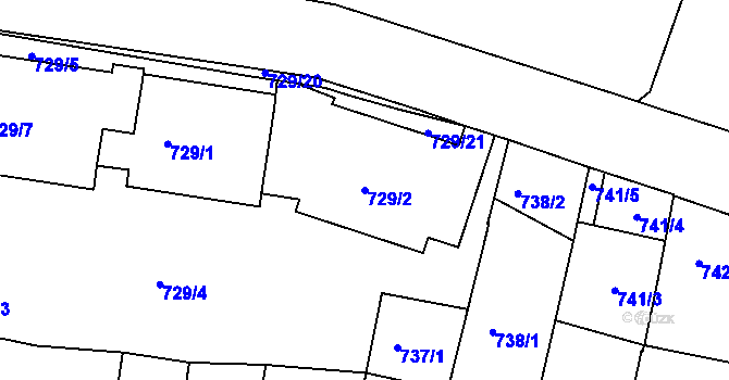 Parcela st. 729/2 v KÚ Teplice, Katastrální mapa