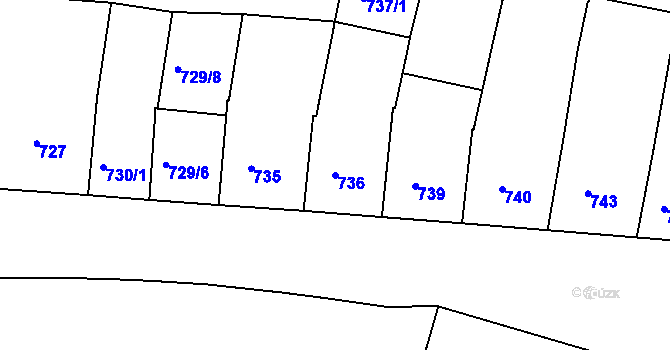 Parcela st. 736 v KÚ Teplice, Katastrální mapa