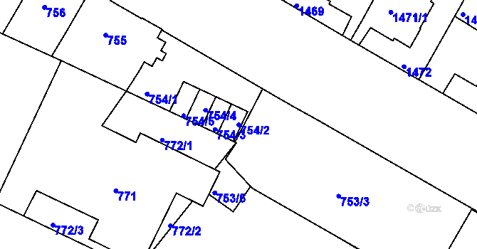 Parcela st. 754/2 v KÚ Teplice, Katastrální mapa