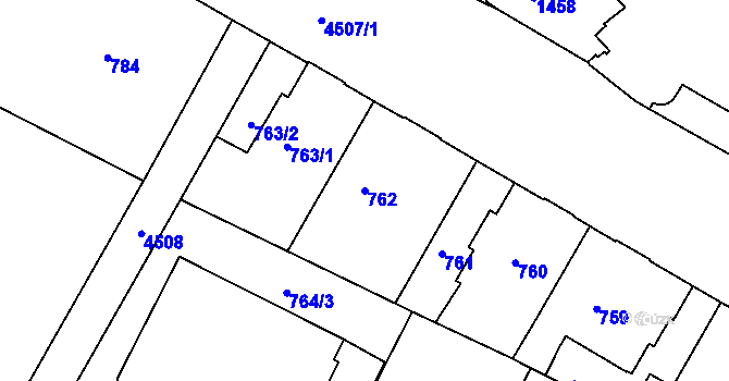 Parcela st. 762 v KÚ Teplice, Katastrální mapa