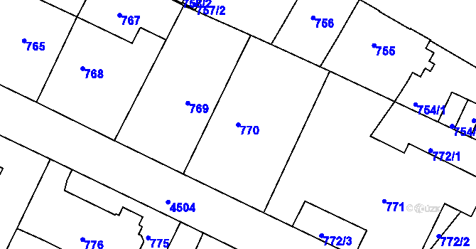Parcela st. 770 v KÚ Teplice, Katastrální mapa