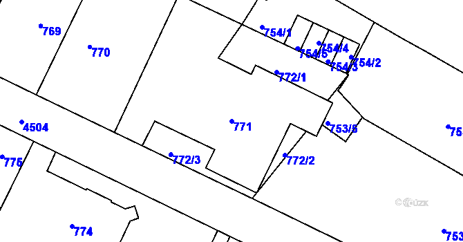 Parcela st. 771 v KÚ Teplice, Katastrální mapa