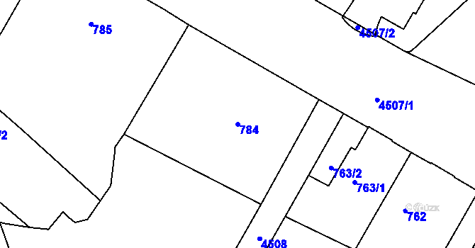 Parcela st. 784 v KÚ Teplice, Katastrální mapa
