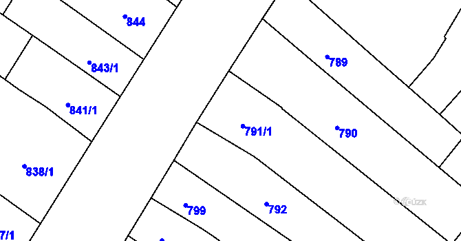 Parcela st. 791 v KÚ Teplice, Katastrální mapa