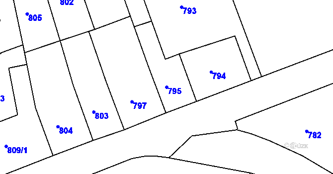 Parcela st. 795 v KÚ Teplice, Katastrální mapa