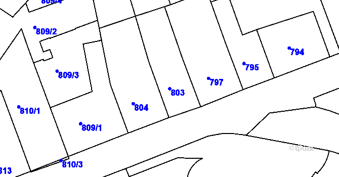 Parcela st. 803 v KÚ Teplice, Katastrální mapa