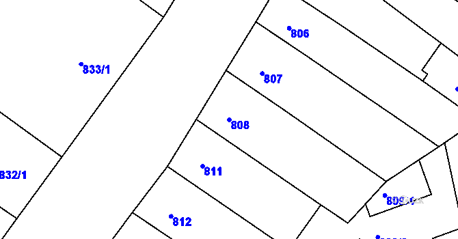 Parcela st. 808 v KÚ Teplice, Katastrální mapa