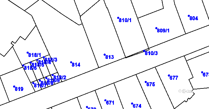 Parcela st. 813 v KÚ Teplice, Katastrální mapa