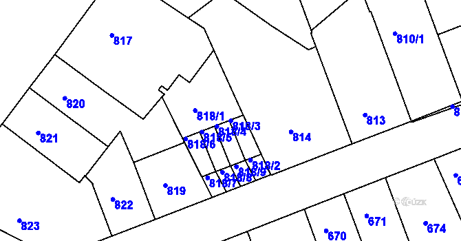 Parcela st. 818/3 v KÚ Teplice, Katastrální mapa