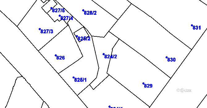 Parcela st. 824/2 v KÚ Teplice, Katastrální mapa