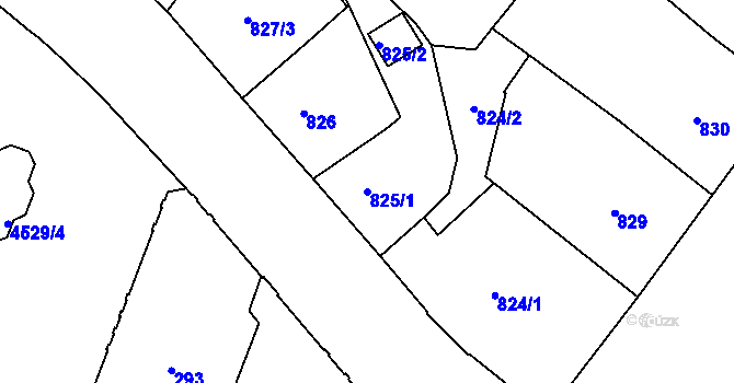 Parcela st. 825/1 v KÚ Teplice, Katastrální mapa