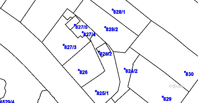 Parcela st. 825/2 v KÚ Teplice, Katastrální mapa