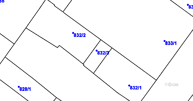 Parcela st. 832/3 v KÚ Teplice, Katastrální mapa