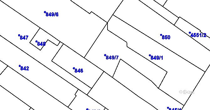 Parcela st. 849/7 v KÚ Teplice, Katastrální mapa