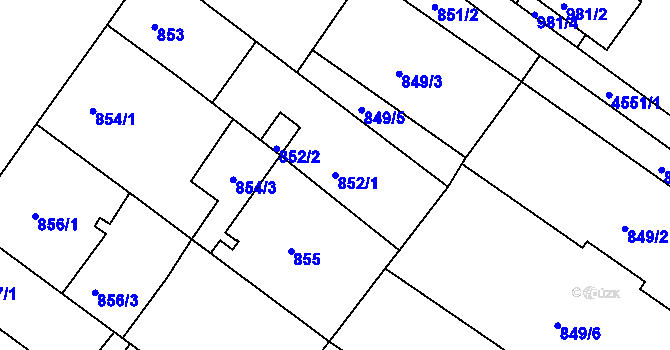 Parcela st. 852/1 v KÚ Teplice, Katastrální mapa