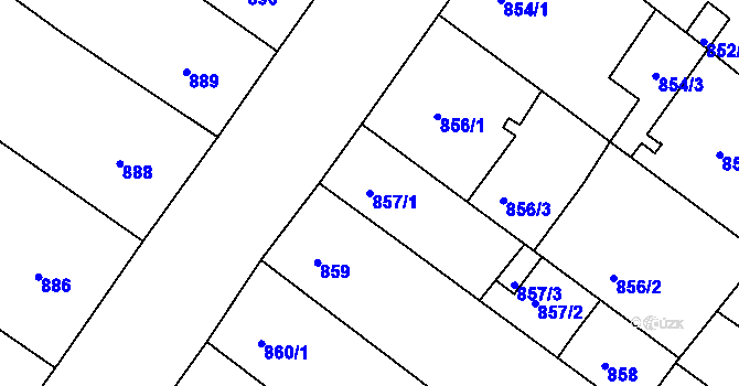 Parcela st. 857/1 v KÚ Teplice, Katastrální mapa