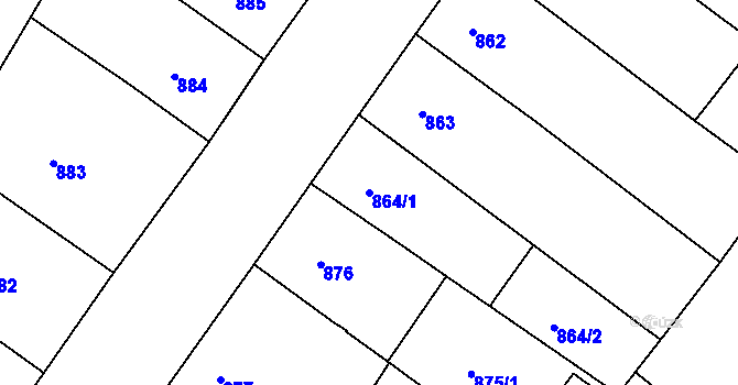 Parcela st. 864/1 v KÚ Teplice, Katastrální mapa