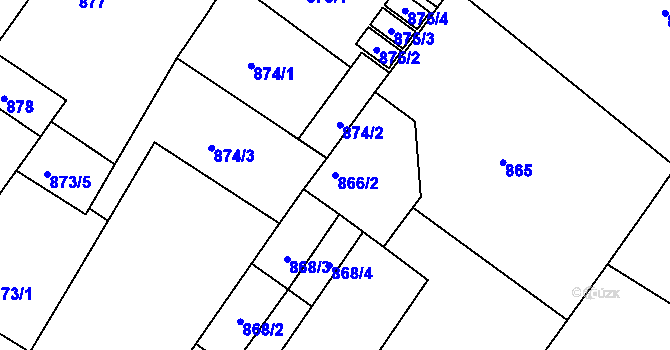 Parcela st. 866/2 v KÚ Teplice, Katastrální mapa