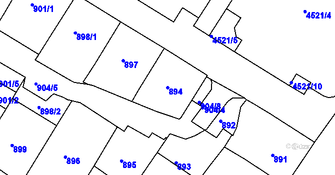 Parcela st. 894 v KÚ Teplice, Katastrální mapa