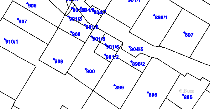 Parcela st. 901/2 v KÚ Teplice, Katastrální mapa