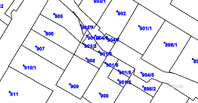Parcela st. 901/6 v KÚ Teplice, Katastrální mapa