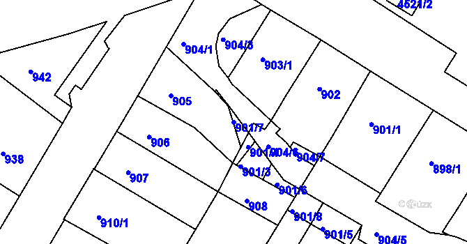Parcela st. 901/7 v KÚ Teplice, Katastrální mapa